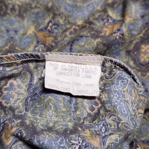 Tori Richard Honolulu Hawaiian Aloha Shirt Mens Button-Up Shirt Large Gray Blue - Picture 9 of 9